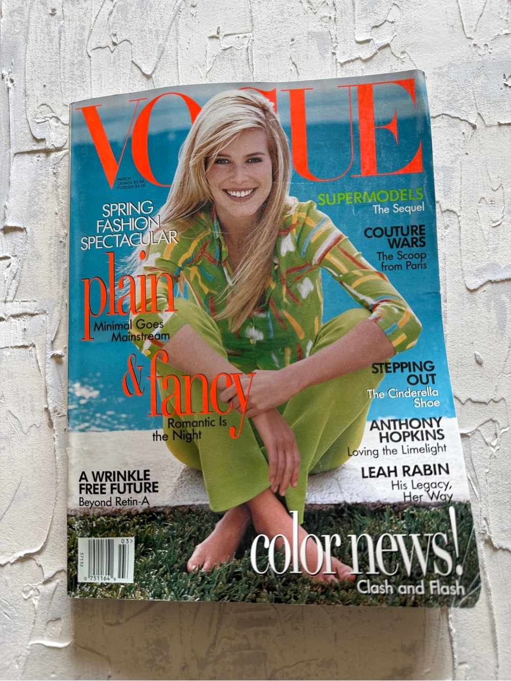 Vintage Vogue March 1996 Claudia Schiffer cover